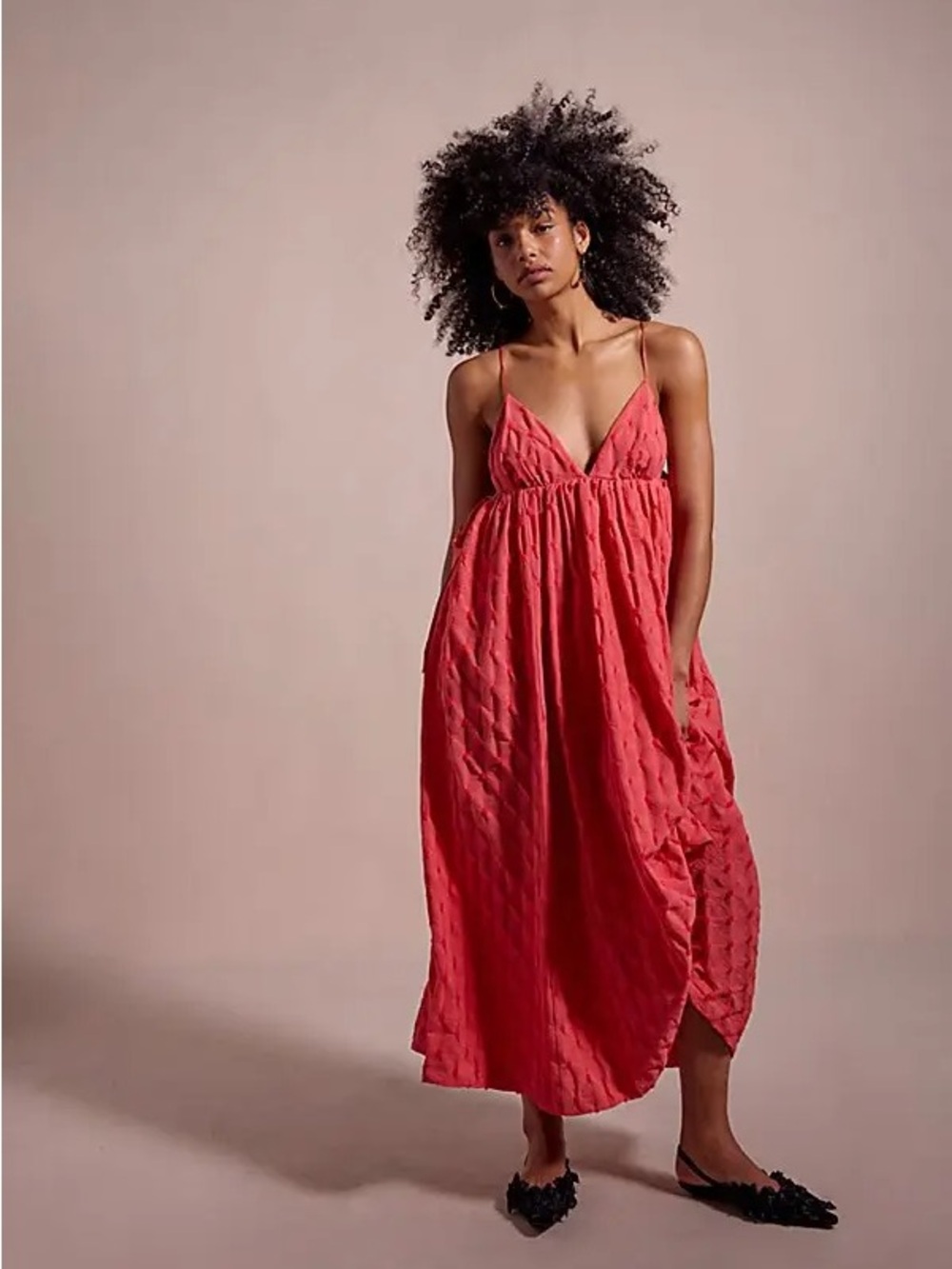 Free People Primmy Midi Dress in Ice Coral | Medium | NWT